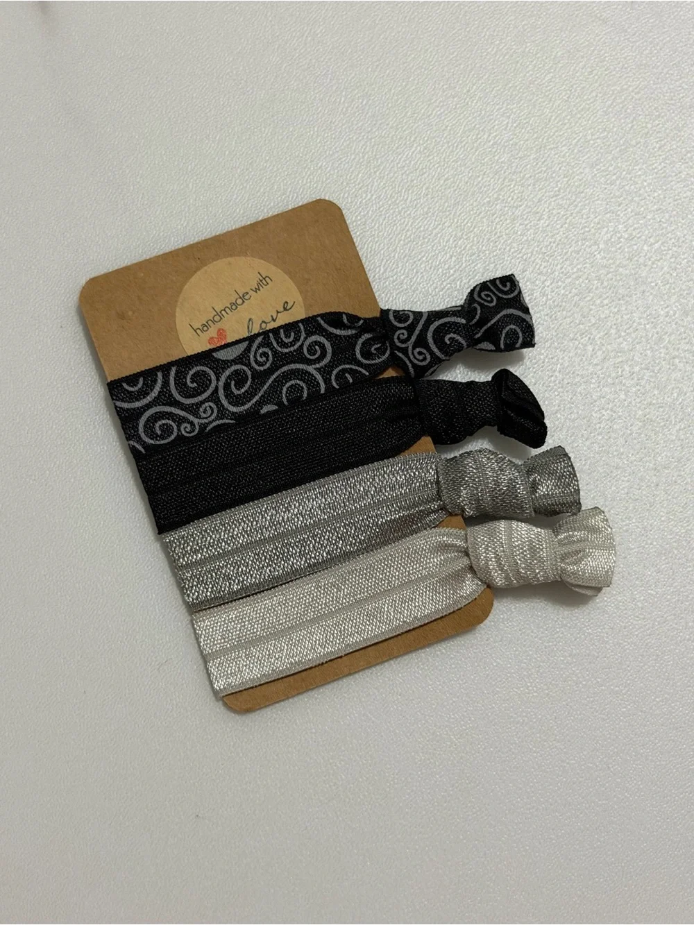 JSCatalog Black and Silver Elastic Hair Tie Set